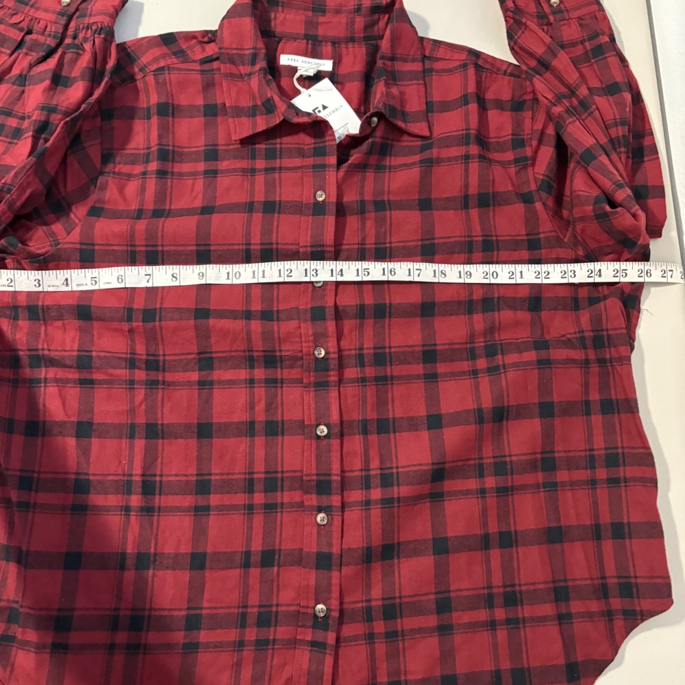 Free Assembly XXL Womens Button Down Long Sleeve Plaid Flannel Shirt Top - Picture 4 of 8